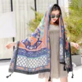 Oversized ethnic style beach scarf sun protection lightweight shawl for summer women cape fashion - 185cm / Style 15 (107)
