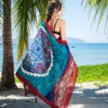 Women Summer Beach Sunscreen Shawl Ethnic Boho Printed Scarf Travel Vacation Beach Wraps - Style 1