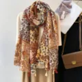 Bohemian paisley print scarf for women, lightweight summer beach shawl and stylish neck wrap. - Black and Red (02) / 90*180cm