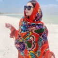 Ethnic style colorful print scarf shawl for women, vibrant desert photo accessory. - 176