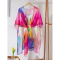 Colorful gradient chiffon shawl and scarf for women, lightweight summer cape and stylish wrap. - Matte Black (01)