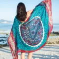 Summer bohemian beach scarf resort shawl lightweight ethnic printed sun protection wrap - 185cm / Style 1 (13)