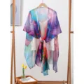 Colorful gradient chiffon scarf shawl for women, lightweight summer cape and versatile wrap. - Black and Red (02)