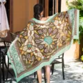 Ethnic geometric print beach sun protection shawl, lightweight scarf for summer outdoor travel. - Style 5