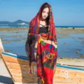 Summer beach ethnic style printed women scarf lightweight vacation sun protection shawl - 185cm / Style 4 (19)