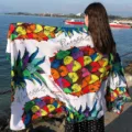 Summer ethnic style scarf cotton linen vacation sun protection large shawl variant. - Style 6