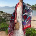 Bohemian ethnic print beach shawl summer sun protection scarf for women vacation seaside style - Style 6