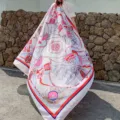 Large square silk scarf nautical style shawl sun protection resort vacation beach wrap - Variant 218