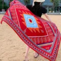 Ethnic style red beach towel sun protection shawl summer holiday vacation outdoor wrap scarf - 316 Stainless Steel