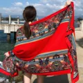 Red ethnic scarf bohemian large shawl summer sun protection wrap women beach travel accessories - Style 7