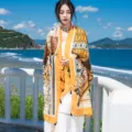 Summer beach sunscreen shawl for women, ethnic style printed thin scarf for seaside travel. - Style 9