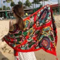 Ethnic style geometric print beach scarf large shawl summer vacation sun protection wrap - Style 9