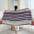 Silk satin scarf featuring classic chain stripe print, elegant vacation shawl for women. - Variant 229