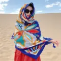 Ethnic style sun protection scarf shawl for women, perfect for desert travel and outdoor photography. - 230 GSM