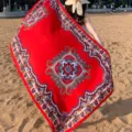 Bohemian ethnic style red beach shawl and sun protection scarf for your summer vacation. - 320