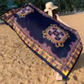 Ethnic style women's summer beach shawl, boho floral print sun protection scarf. - 321