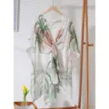Écharpe en mousseline dégradée pour femme avec imprimé palmier tropical, léger pour l'été. - 12