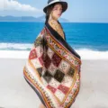 Summer ethnic geometric print scarf, stylish beach shawl and sun protection headscarf for women. - 185cm / Style 3 (18)