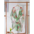 Paréo de plage en mousseline imprimé tropical léger châle foulard polyvalent pour femme - 15