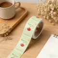 Thank you sticker roll with cute cherry design, perfect for baking packaging, gifts and sealing. - Green Cherry Style (CX-103) / 100 Stickers/Roll