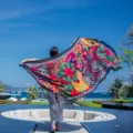 Ethnic style women beach towel sunscreen shawl and retro printed lightweight vacation scarf - L143