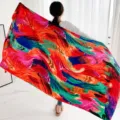 Ethnic style colorful print sunscreen shawl scarf for women detail view vacation photo prop - L283