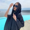 Solid color pleated women scarf shawl lightweight summer beach wrap black fashion - Black