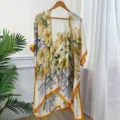Floral Silk Satin Kimono Cardigan Sun Protection Shawl Elegant Dress Cover-Up Scarf - 90*180cm / 12