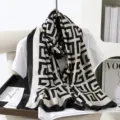 Black and white geometric print silk scarf long shawl elegant fashion accessory for women - Style 2