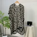 Geometric Print Open Front Cardigan Women Summer Sun Protection Beach Shawl Black White - 38