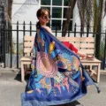 Bohemian floral print scarf women summer thin shawl beach sun protection wrap cape - Style 4