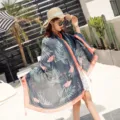 Women Cotton Linen Flamingo Print Beach Scarf Shawl Summer Vacation Sun Protection Wrap - Flamingo