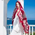 Chic red ethnic style cotton linen scarf, perfect for beach vacation and sun protection. - 1708 Wine Red
