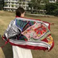 Ethnic style printed beach towel shawl, colorful baroque pattern summer scarf for women. - Mystic Paisley Red