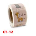 Cute animal thank you sticker roll for gift wrapping, scrapbooking and sealing packages. - CT-12