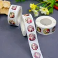 Vintage Santa Claus sticker rolls for Christmas gift wrapping, festive holiday decor details. - 500 Pieces/Pack