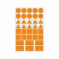 Orange geometric sticker sheet showing circles triangles squares details and shape patterns. - Orange