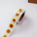 Roll of round retro sunflower decorative stickers for journal gift envelope sealing item - XRK-8