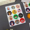 Christmas round sealing stickers, cute cartoon designs for holiday gift box DIY decoration. - Style A
