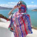 Bohemian ethnic style shawl for women, summer travel sun protection head wrap scarf. - 118