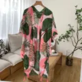 Women's Tropical Leaf Print Beach Cover Up Kimono Cardigan Summer Vacation Casual Outerwear - 40