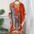 Elegant orange blue silk scarf shawl women sunscreen cover up stylish geometric cape top - 90*180cm / Black and Red (02)