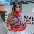 Bohemian ethnic style scarf women summer thin shawl multi-color geometric print wrap - Style 6