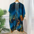 Summer women blue silk sun protection shawl cardigan elegant dress matching outer wear scarf - 90*180cm / 14