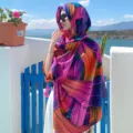 Bohemian ethnic style colorful striped scarf shawl summer sun protection head wrap. - 332