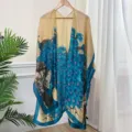 Spring summer women silk scarf shawl open front peacock print cape elegant beach cover up - 90*180cm / 18