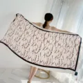 Elegant silk-feel scarf with chain and belt print, perfect for beach sun protection. - Off-White Chain