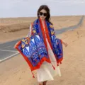 Style ethnique femme écharpe châle désert voyage protection solaire plage bleu orange - 164