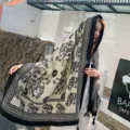 Bohemian elephant print shawl women lightweight summer scarf ethnic fringe cape for travel. - Style 10