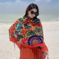 Foulard de plage imprime style ethnique protection solaire leger echarpe pour femme. - 176